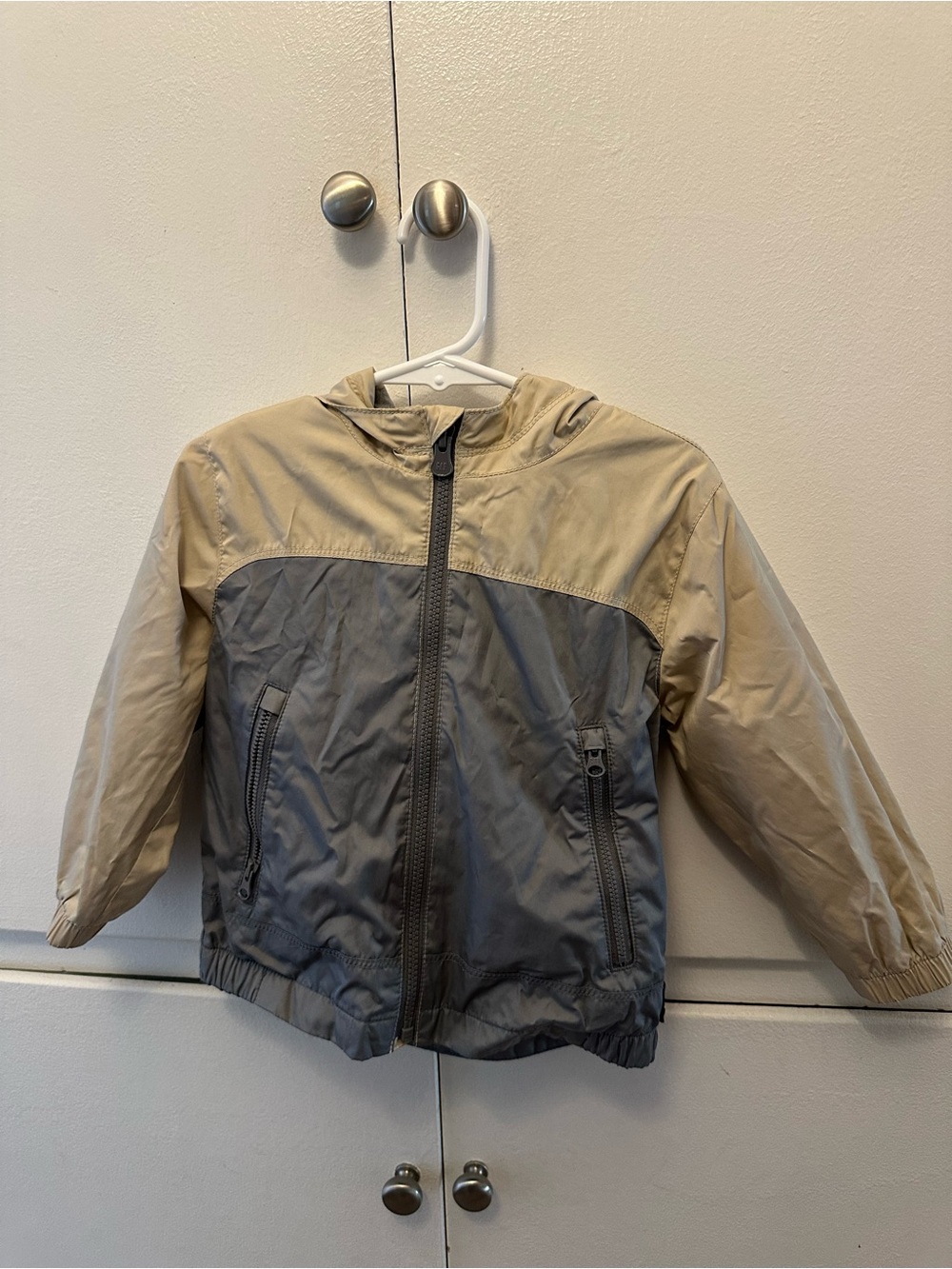 baby Gap Hooded Windbreaker Jacket - Beige & Gray